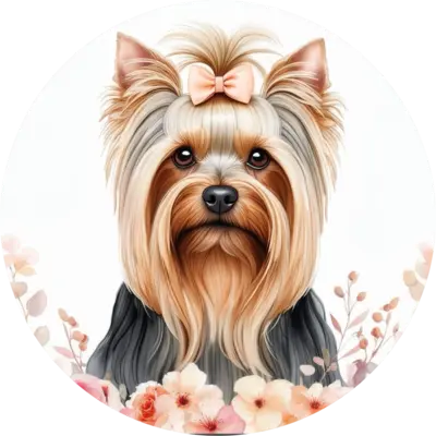 Yorkie floral round circle
